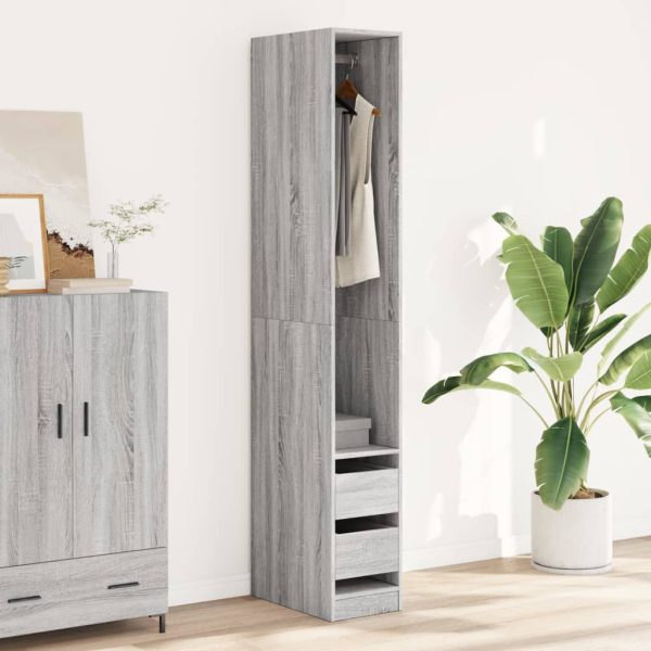 Armadio Grigio Sonoma 30x50x200 Cm In Legno Multistrato - Image 3