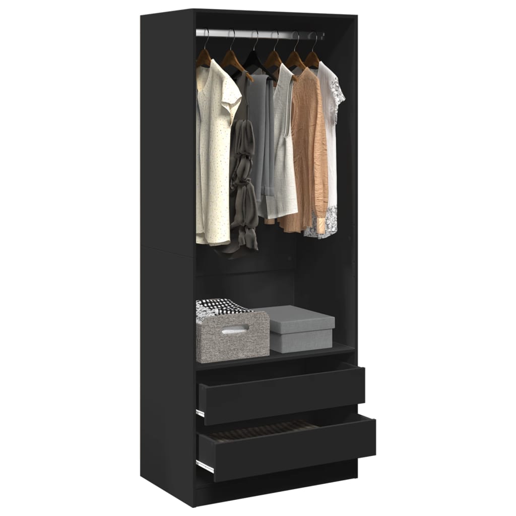 Armadio Nero 80x50x200 Cm In Legno Multistrato
