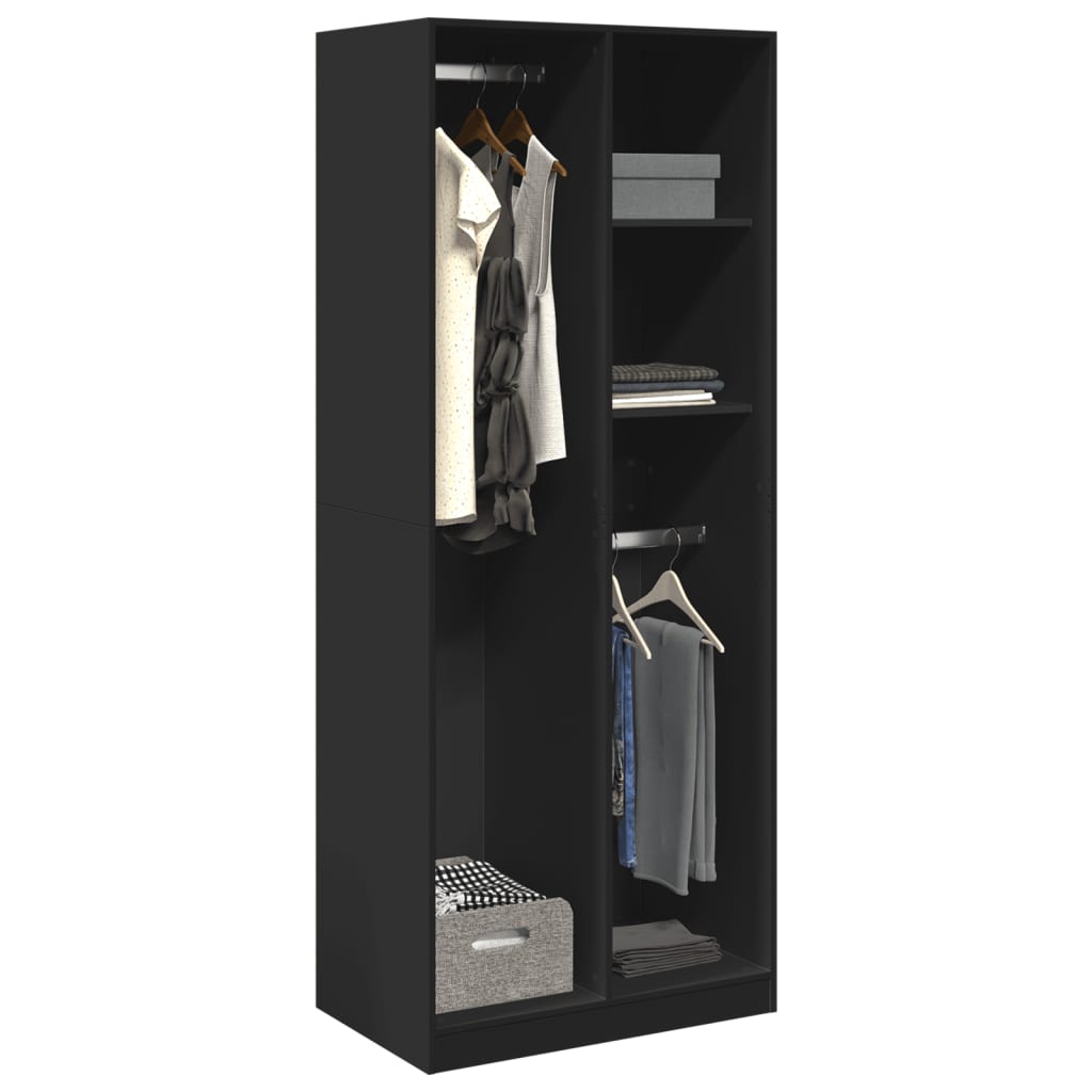 Armadio Nero 80x50x200 Cm In Legno Multistrato