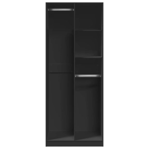 Armadio Nero 80x50x200 Cm In Legno Multistrato - Image 4