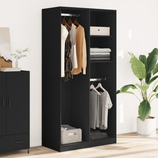 Armadio Nero 100x50x200 Cm In Legno Multistrato - Image 3