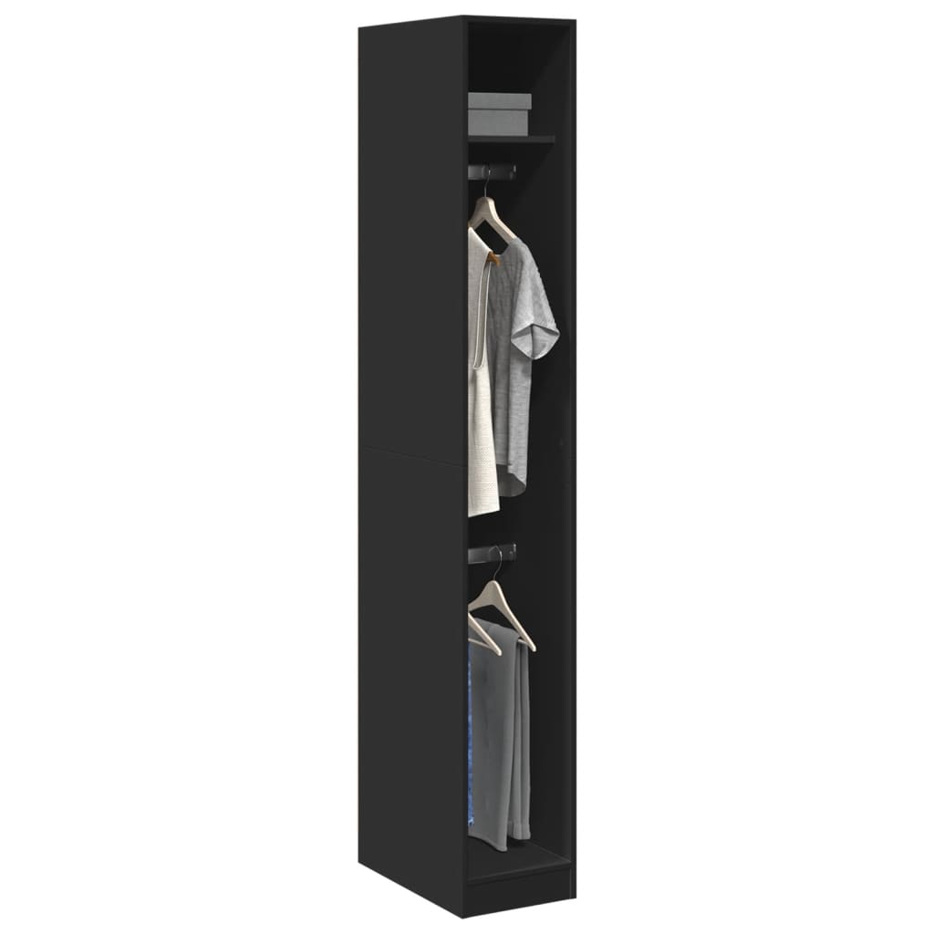 Armadio Nero 30x50x200 Cm In Legno Multistrato