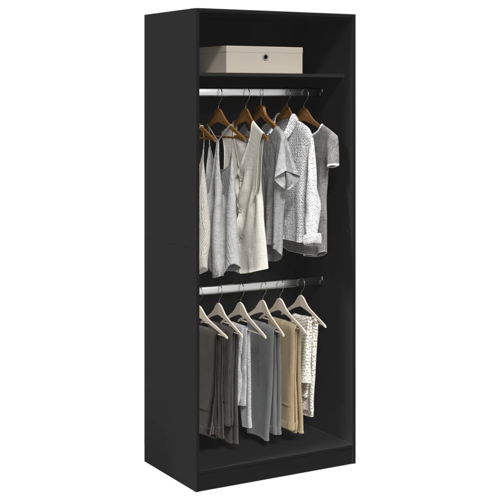 Armadio Nero 80x50x200 Cm In Legno Multistrato