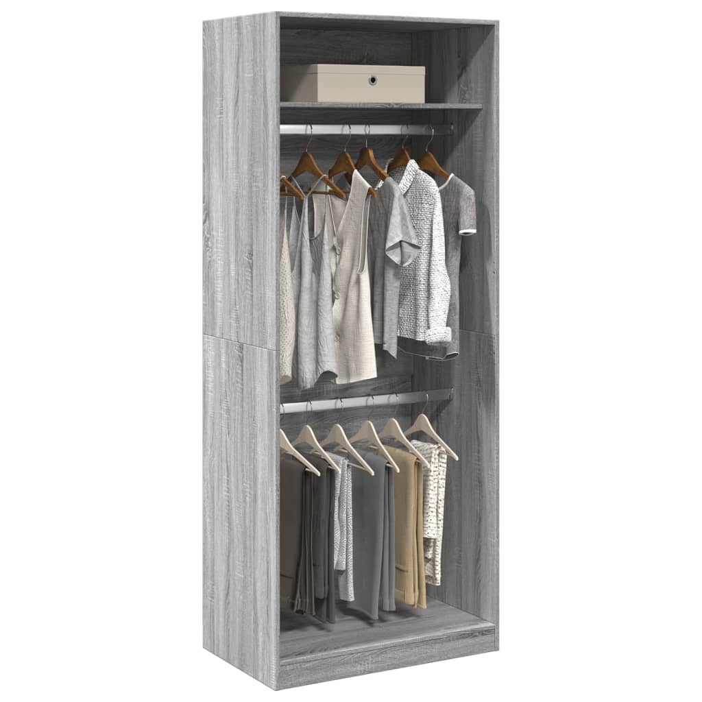 Armadio Grigio Sonoma 80x50x200 Cm In Legno Multistrato