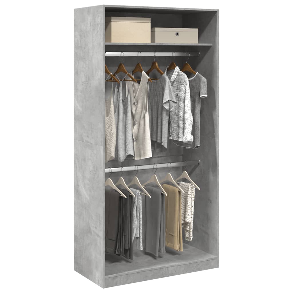Armadio Grigio Cemento 100x50x200 Cm In Legno Multistrato