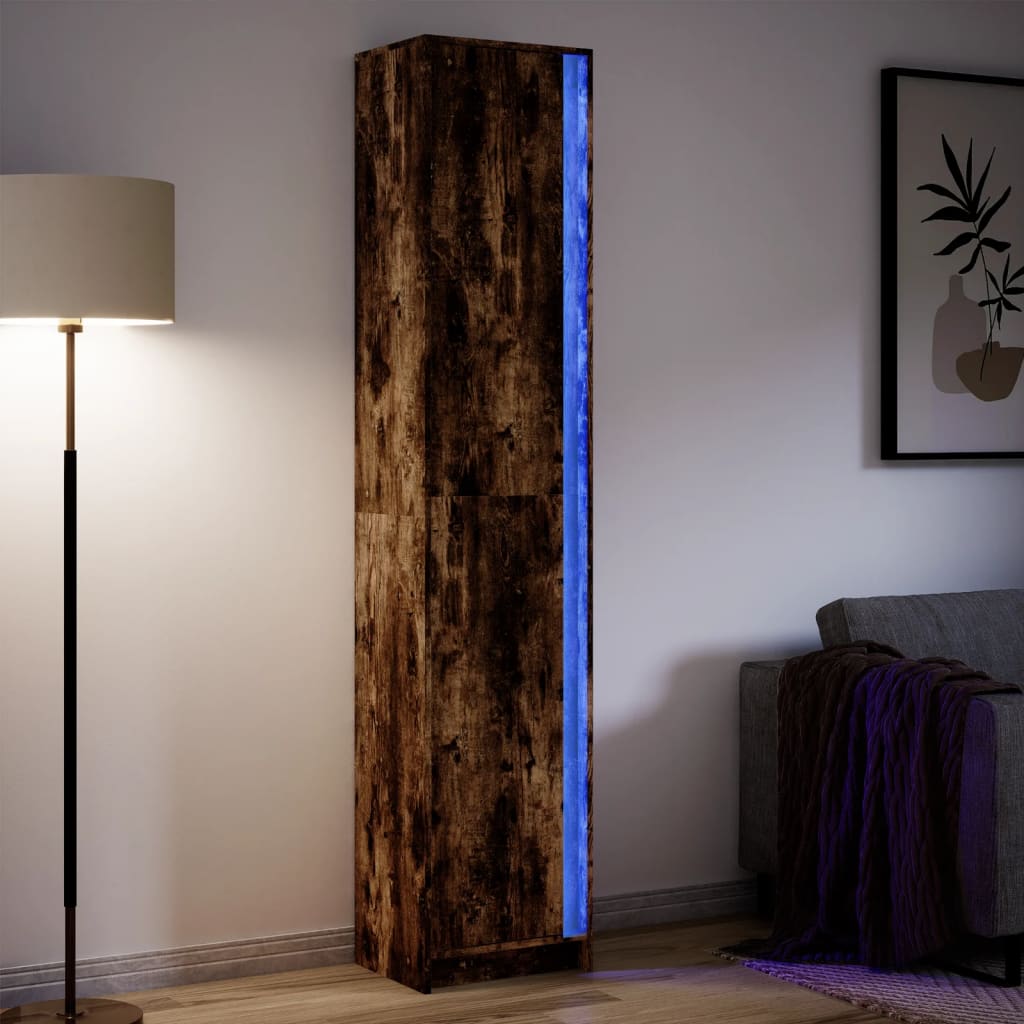 Credenza Con Led Rovere Fumo 41,5x32,5x200 Cm In Truciolato