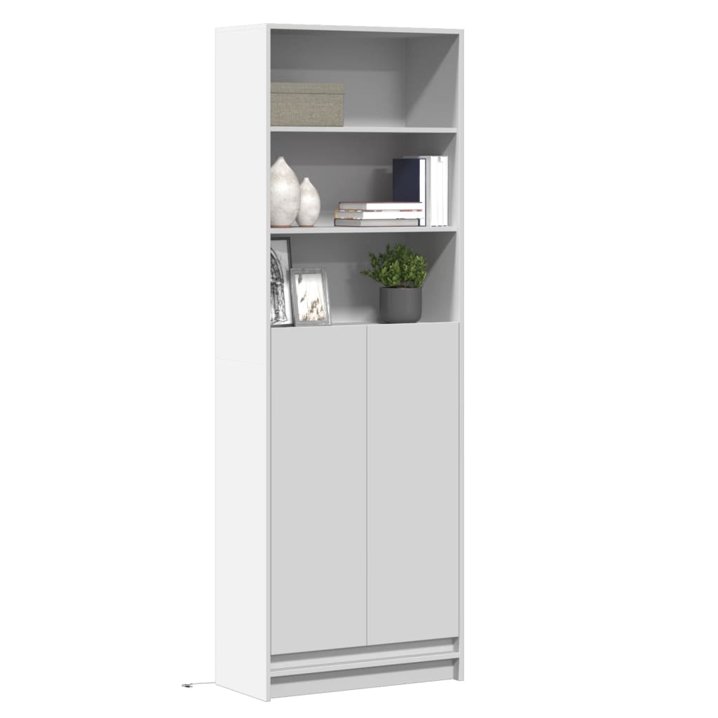 Credenza Con Led Bianca 69x32,5x200 Cm In Truciolato
