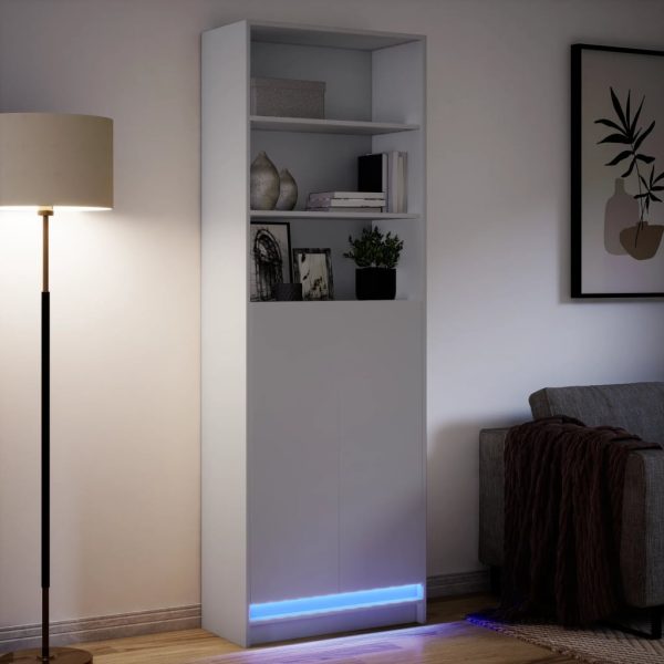 Credenza Con Led Bianca 69x32,5x200 Cm In Truciolato - Image 5