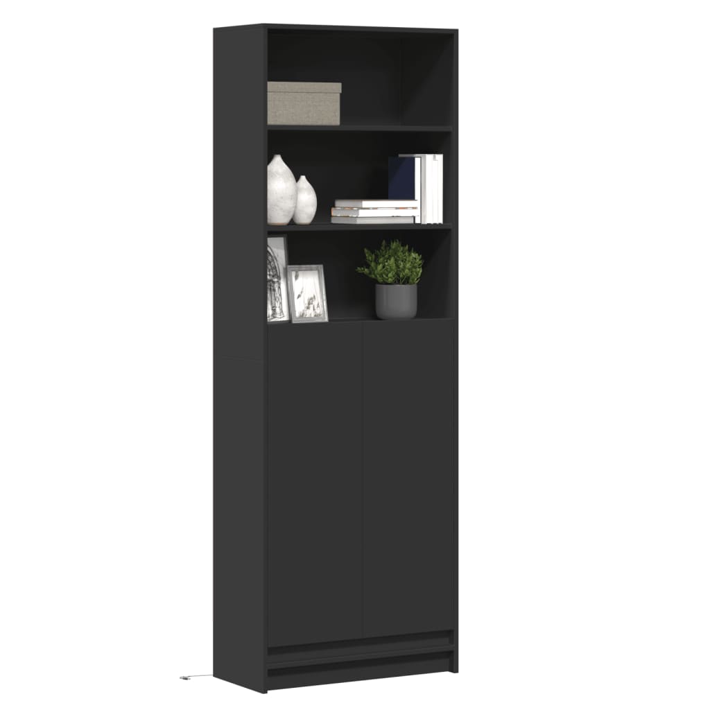 Credenza Con Led Nera 69x32,5x200 Cm In Truciolato
