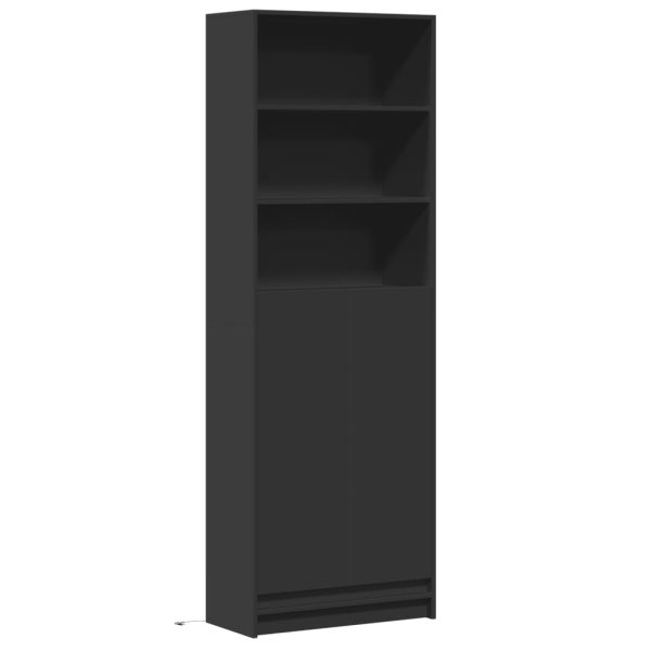 Credenza Con Led Nera 69x32,5x200 Cm In Truciolato - Image 3
