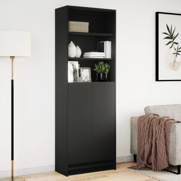 Credenza Con Led Nera 69x32,5x200 Cm In Truciolato - Image 4