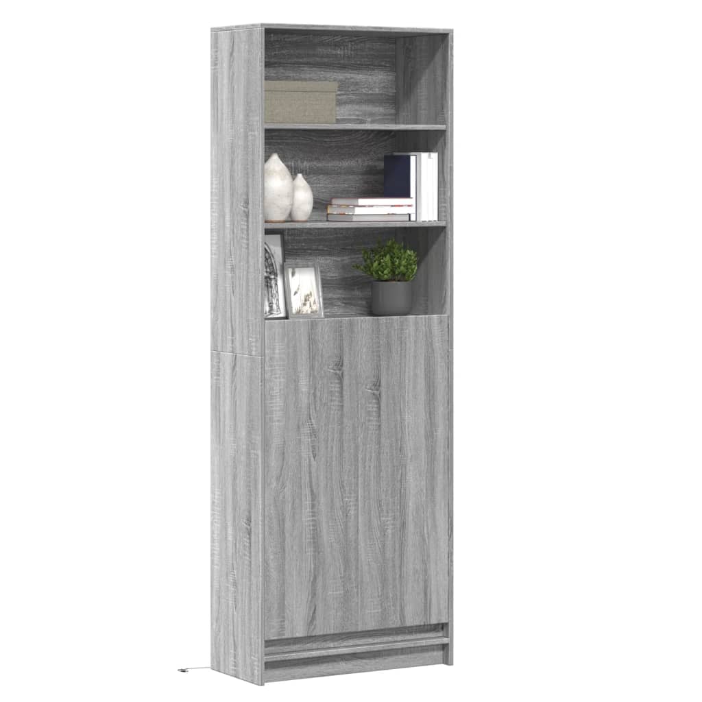 Credenza Con Led Grigio Sonoma 69x32,5x200 Cm In Truciolato
