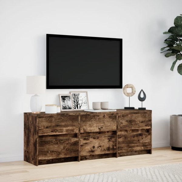 Mobile Porta Tv Con Led Rovere Fumo 140x34x50cm In Truciolato - Image 4