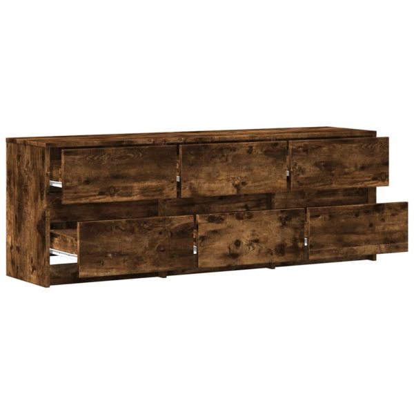 Mobile Porta Tv Con Led Rovere Fumo 140x34x50cm In Truciolato - Image 6
