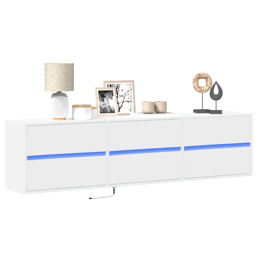 Mobile Tv A Parete Con Led Bianco 180x31x45 cm