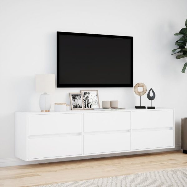 Mobile Tv A Parete Con Led Bianco 180x31x45 cm - Image 4