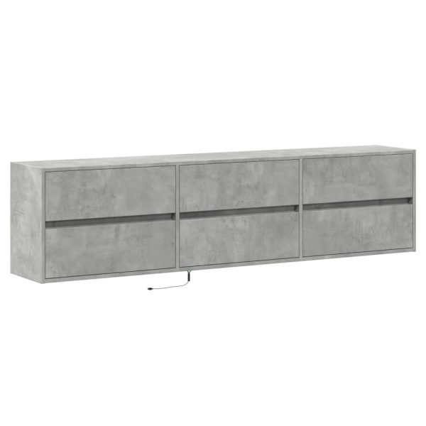 Mobile Tv A Parete Con Led Grigio Cemento 180x31x45 cm - Image 3