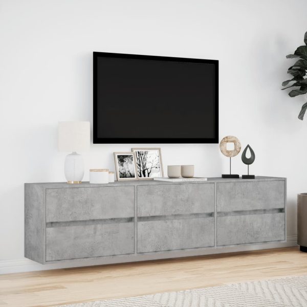 Mobile Tv A Parete Con Led Grigio Cemento 180x31x45 cm - Image 4