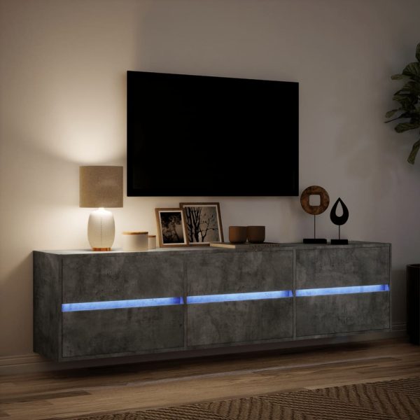 Mobile Tv A Parete Con Led Grigio Cemento 180x31x45 cm - Image 5