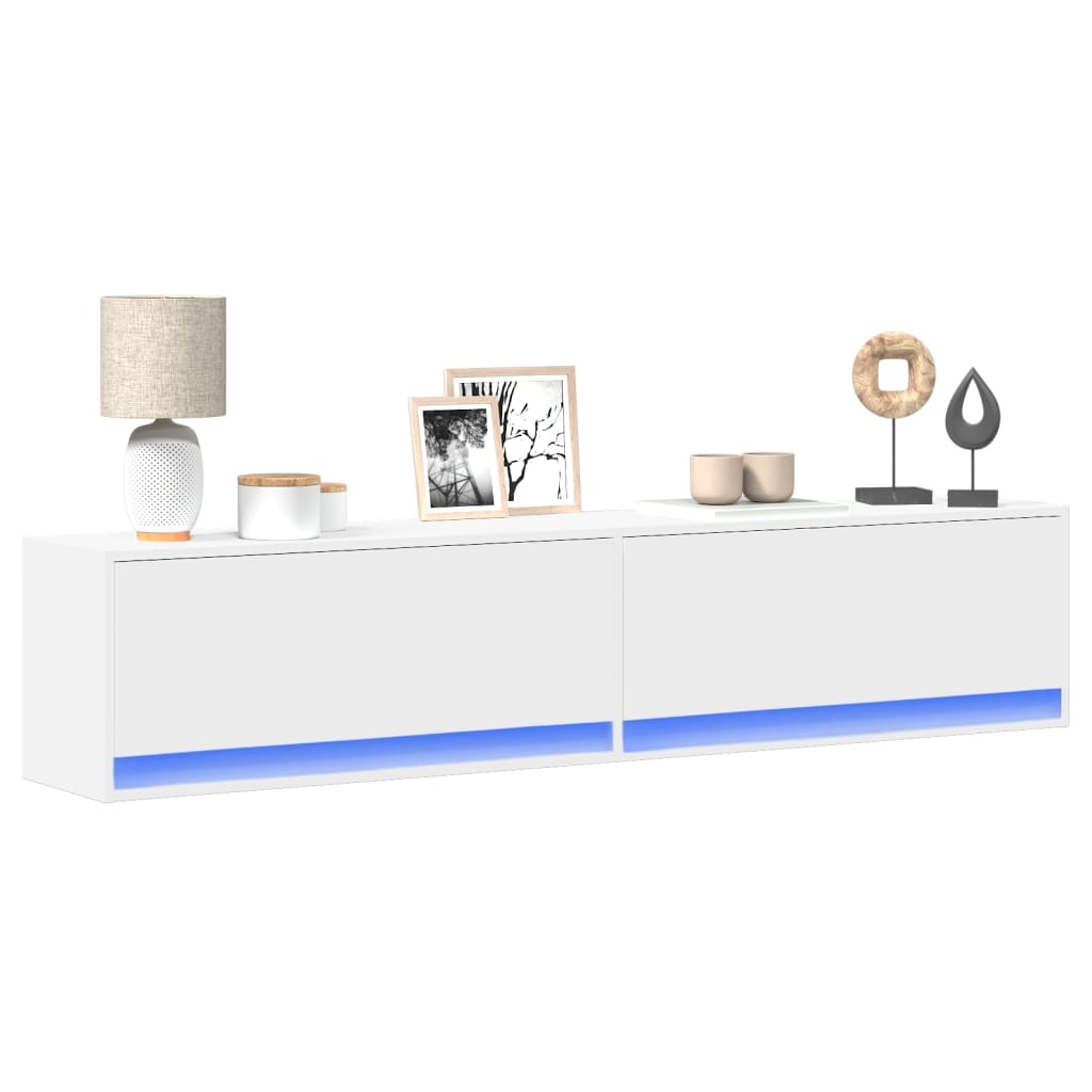 Mobile Tv A Parete Con Led Bianco 180x31x38 cm