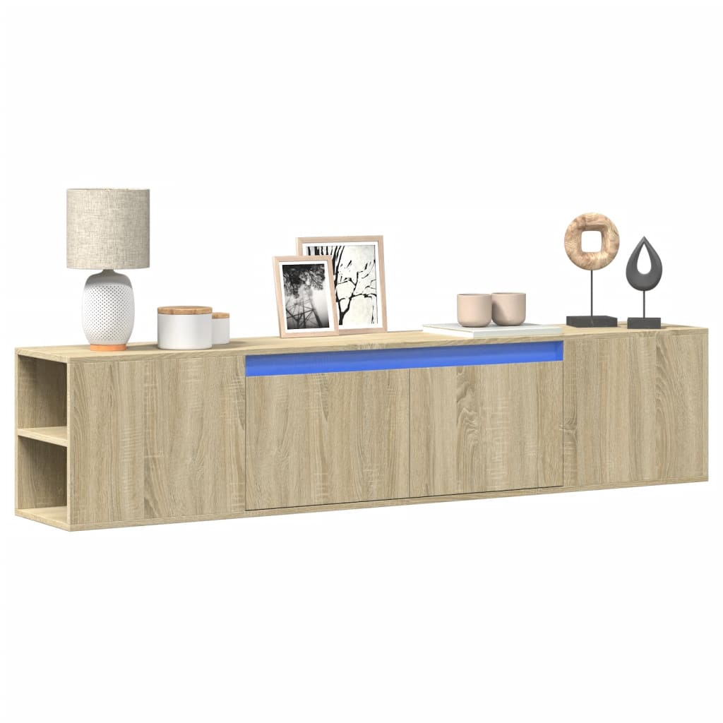 Mobile Tv A Parete Con Led Rovere Sonoma 180x31x39,5 cm