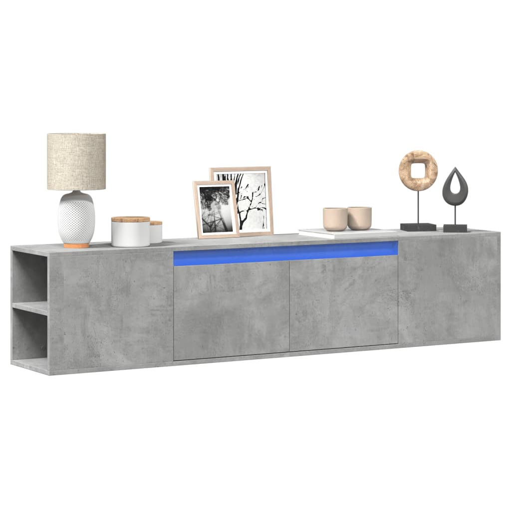 Mobile Tv A Parete Con Led Grigio Cemento 180x31x39,5 cm