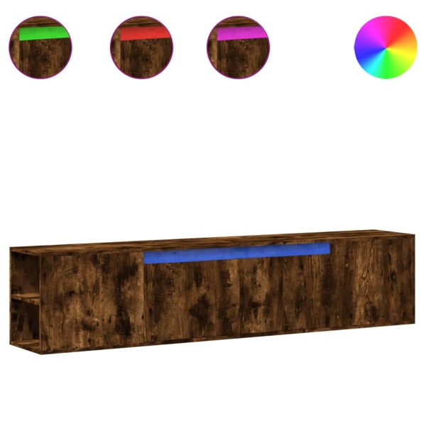 Mobile Tv A Parete Con Led Rovere Fumo 180x31x39,5 cm - Image 2