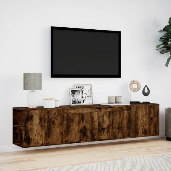 Mobile Tv A Parete Con Led Rovere Fumo 180x31x39,5 cm - Image 4
