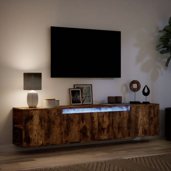 Mobile Tv A Parete Con Led Rovere Fumo 180x31x39,5 cm - Image 5