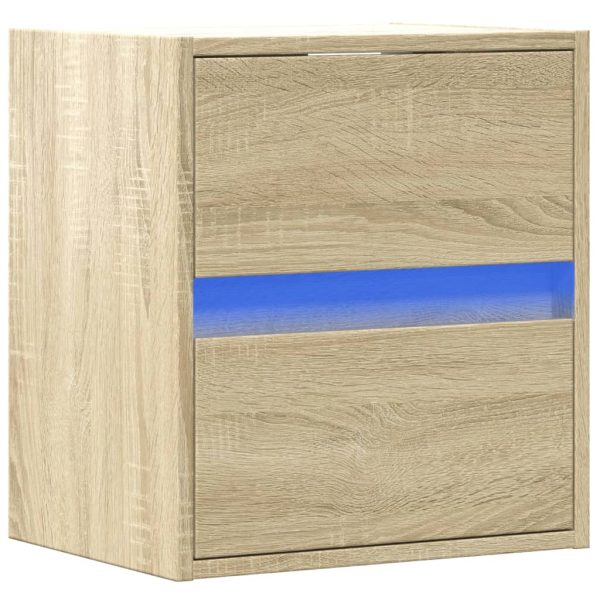 Comodino A Parete Con Luci Led Rovere Sonoma - Image 5