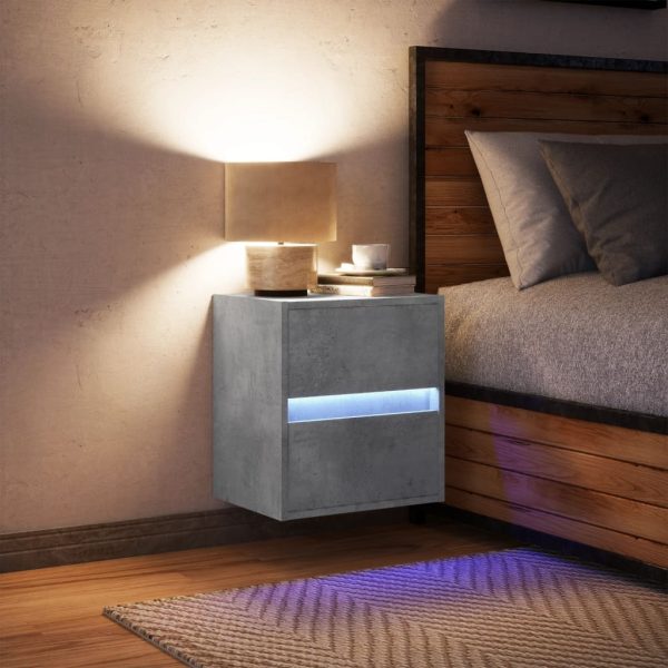 Comodino A Parete Con Luci Led Grigio Cemento - Image 3