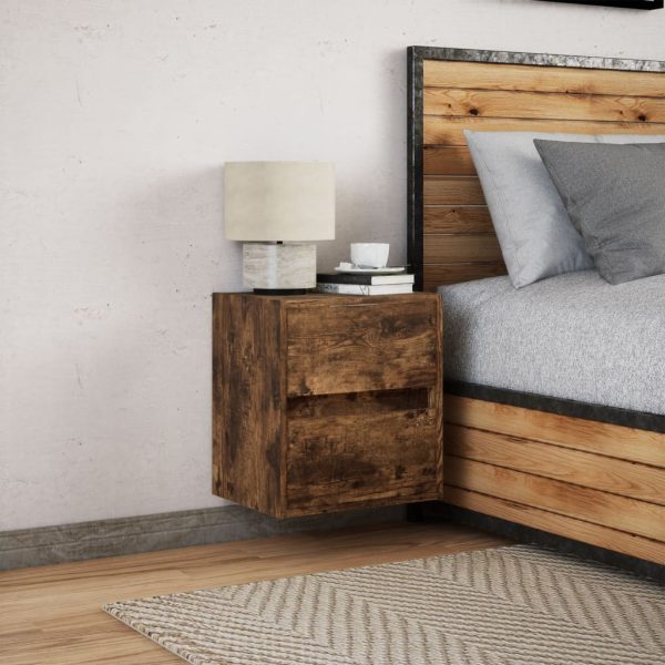 Comodino A Parete Con Luci Led Rovere Fumo - Image 4