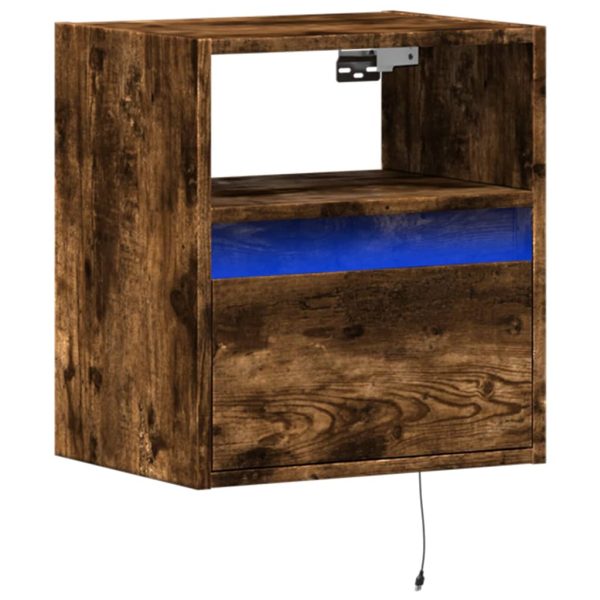Comodino A Parete Con Luci Led Rovere Fumo - Image 3