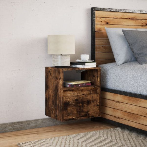 Comodino A Parete Con Luci Led Rovere Fumo - Image 5