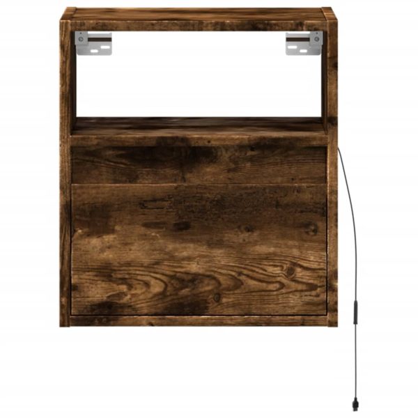 Comodino A Parete Con Luci Led Rovere Fumo - Image 6