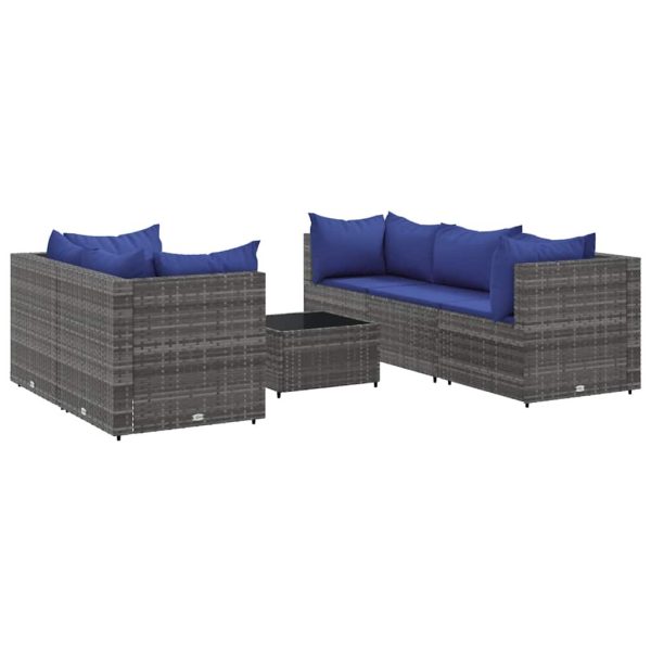 Set Divani Da Giardino 6 Pz Con Cuscini In Polyrattan Grigio - Image 2