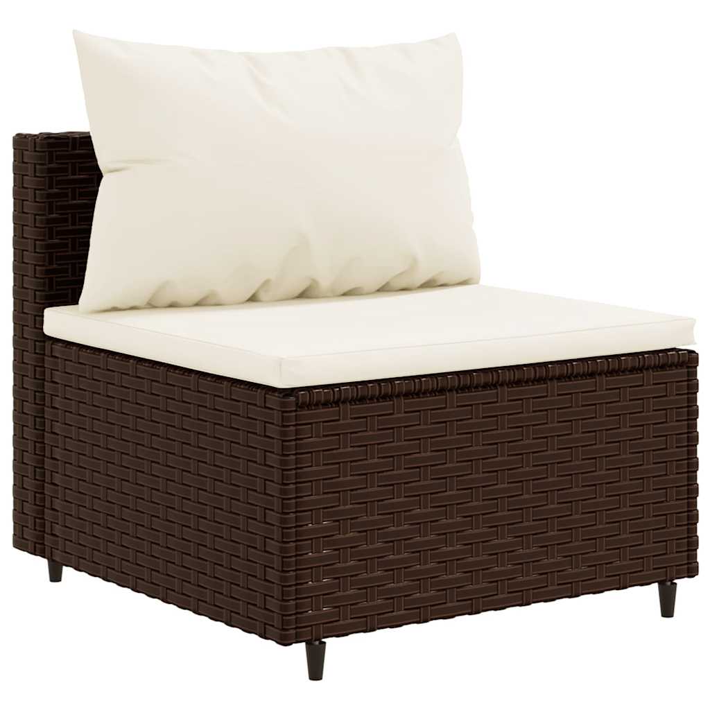 Set Divani Da Giardino 7 Pz Con Cuscini In Polyrattan Marrone - Image 3