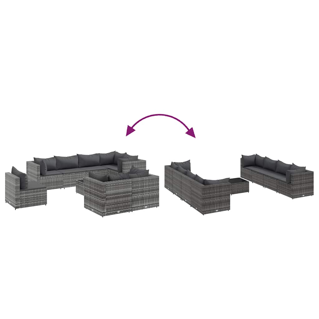 Set Divani Da Giardino 9 Pz Con Cuscini In Polyrattan Grigio - Image 6