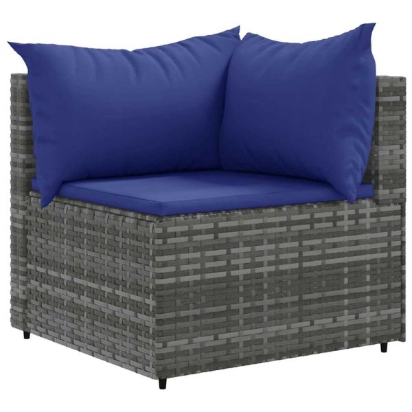 Set Divani Da Giardino 9 Pz Con Cuscini In Polyrattan Grigio - Image 4