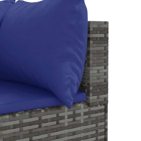 Set Divani Da Giardino 9 Pz Con Cuscini In Polyrattan Grigio - Image 6