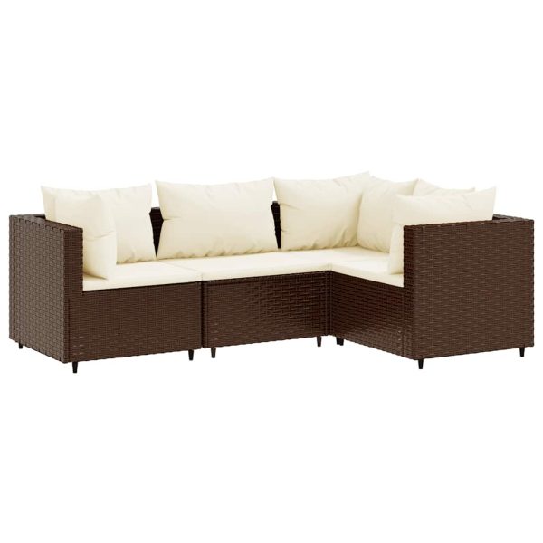 Set Mobili Da Giardino 4 Pz Con Cuscini In Polyrattan Marrone - Image 2