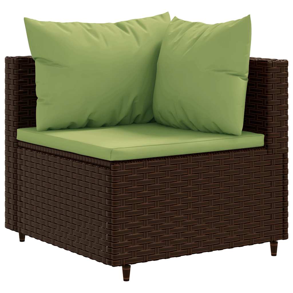 Set Mobili Da Giardino 4 Pz Con Cuscini In Polyrattan Marrone - Image 3