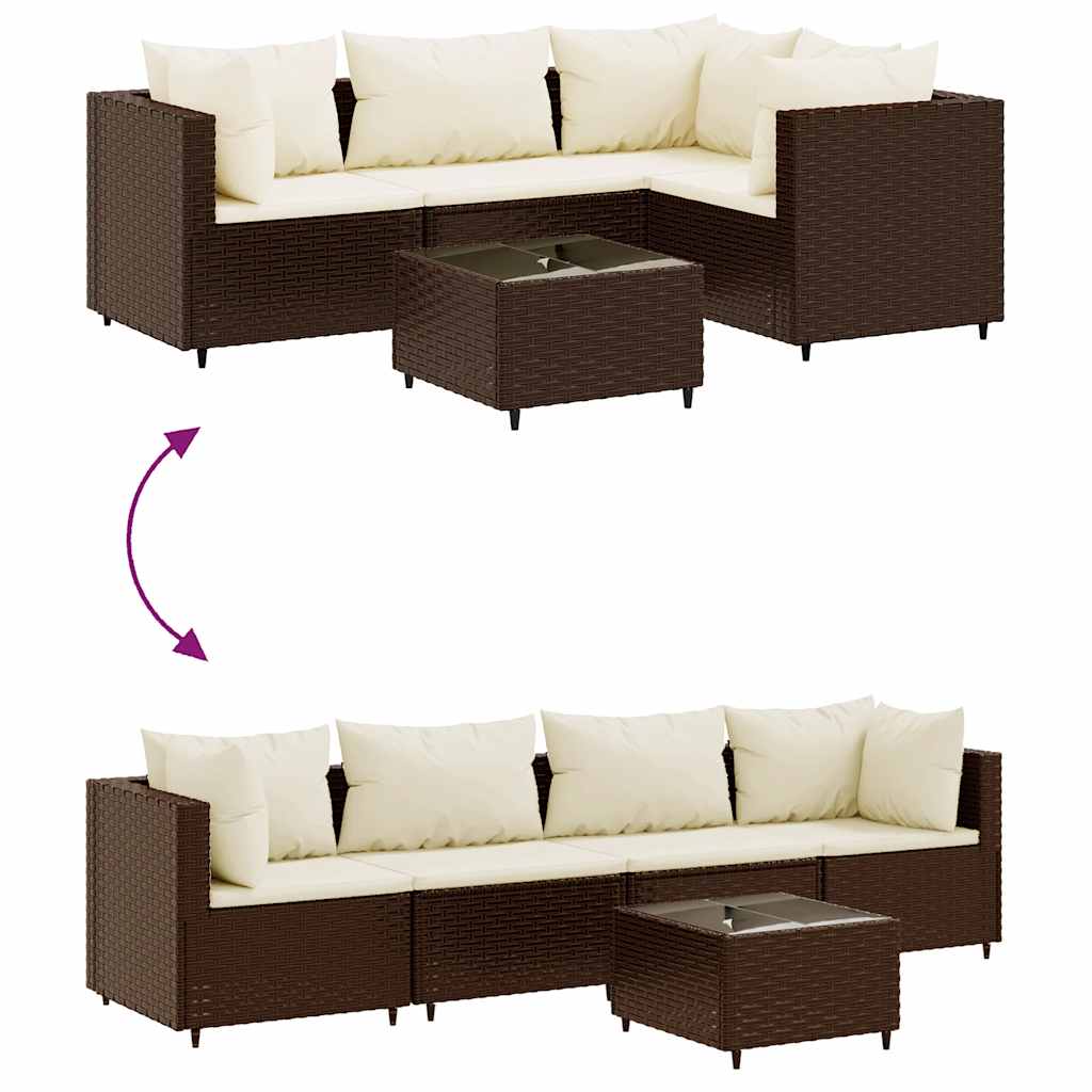 Set Divani Da Giardino 5 Pz Con Cuscini Marrone In Polyrattan - Image 6