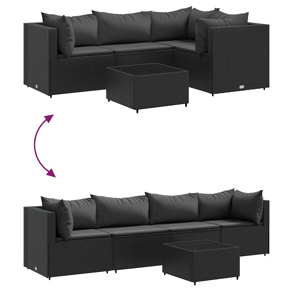 Set Divani Da Giardino 5 Pz Con Cuscini Nero In Polyrattan - Image 6