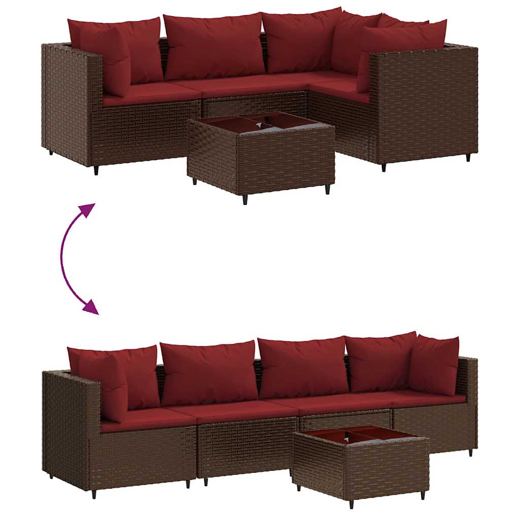 Set Divani Da Giardino 5 Pz Con Cuscini Marrone In Polyrattan - Image 6
