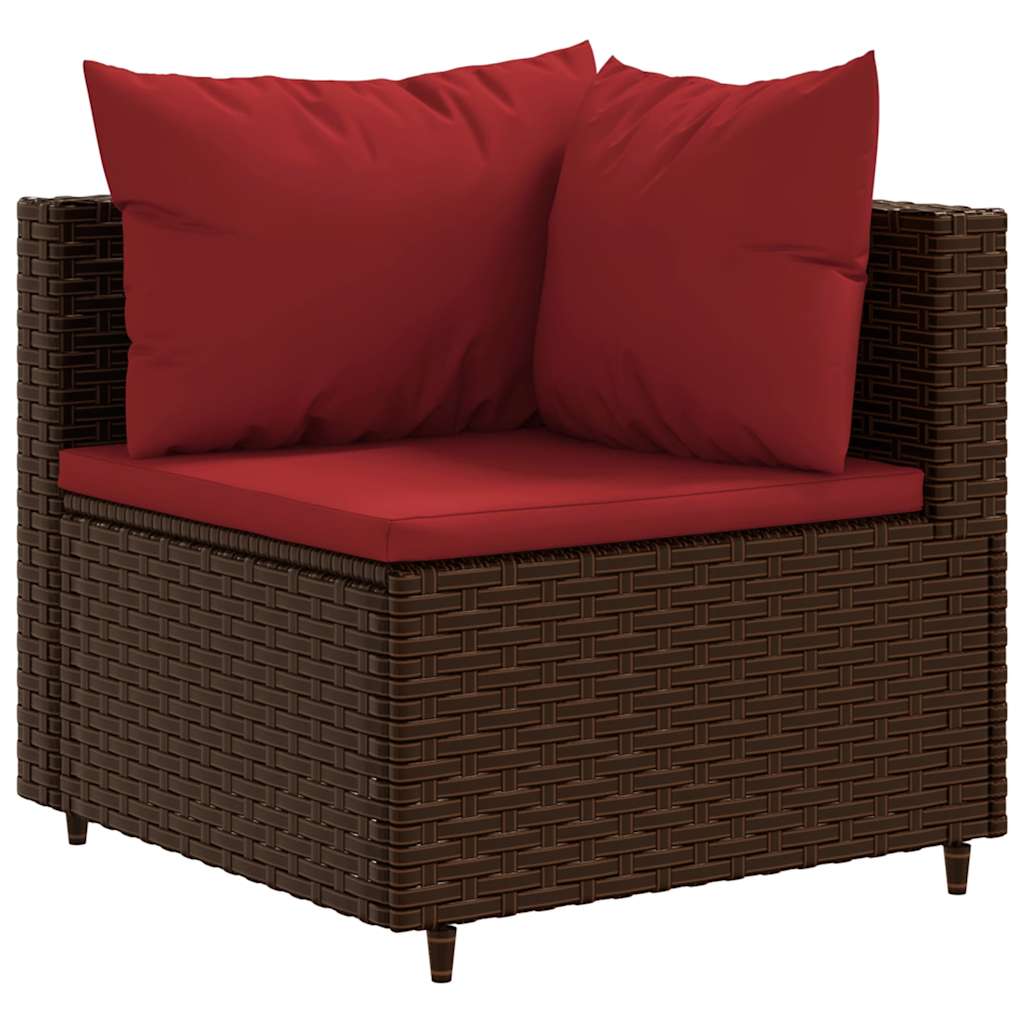 Set Divani Da Giardino 5 Pz Con Cuscini Marrone In Polyrattan - Image 3