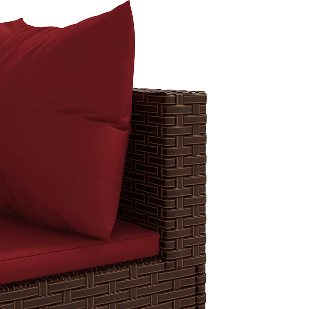 Set Divani Da Giardino 5 Pz Con Cuscini Marrone In Polyrattan - Image 6