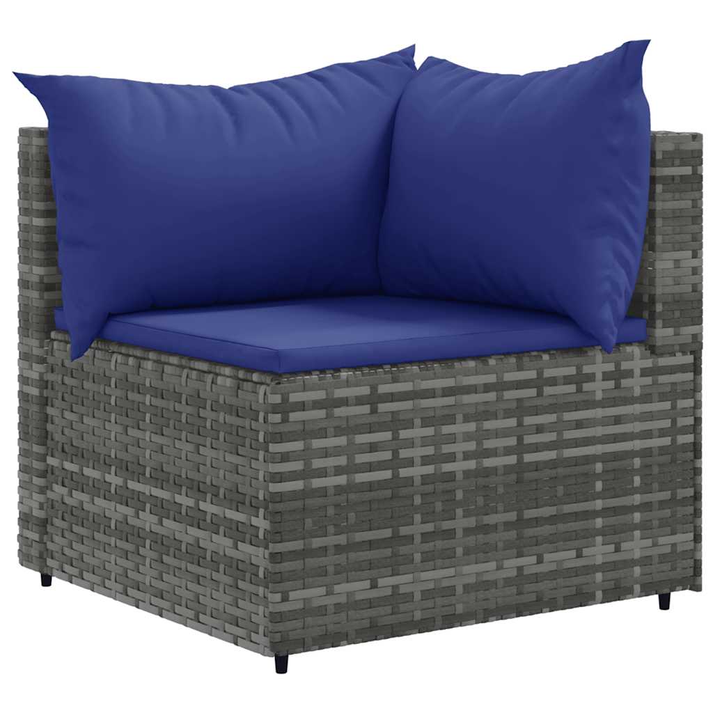 Set Divani Da Giardino 6 Pz Con Cuscini In Polyrattan Grigio - Image 3