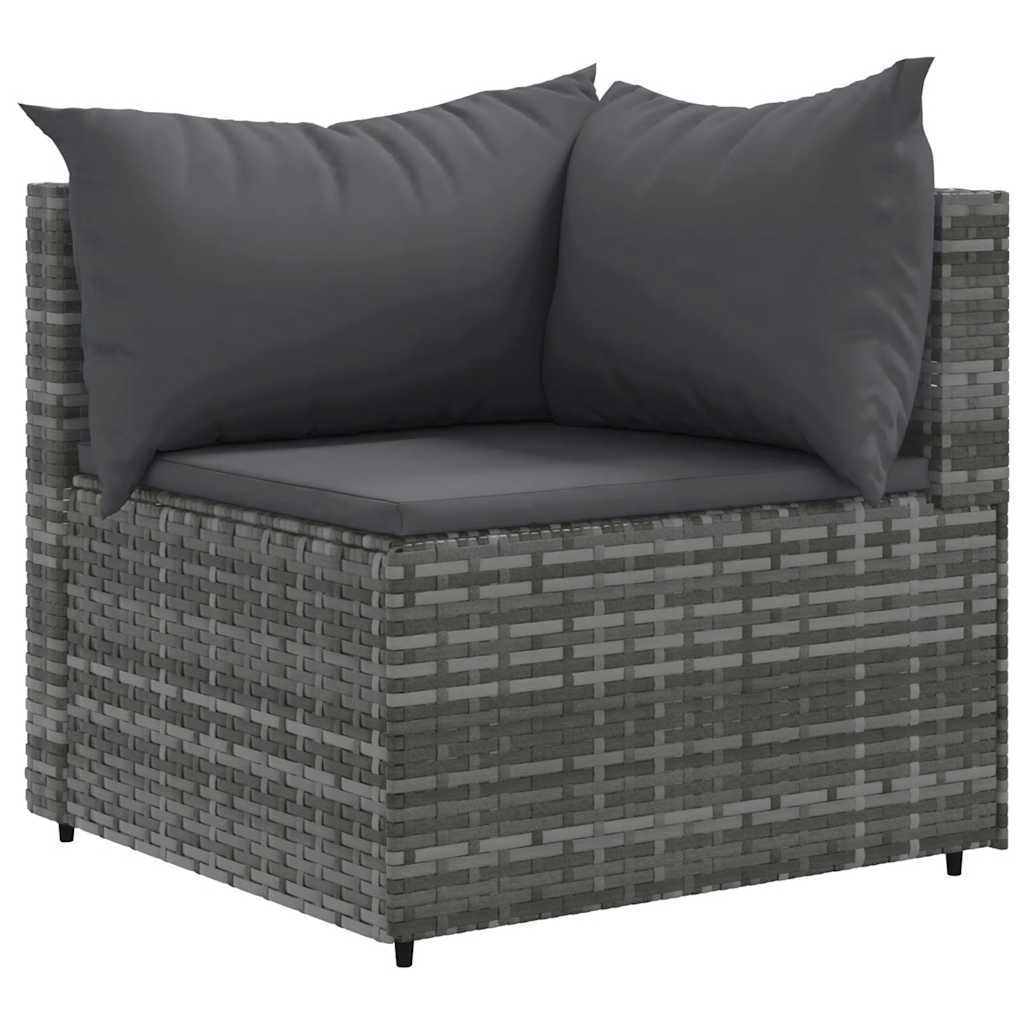 Set Divani Da Giardino 7 Pz Con Cuscini In Polyrattan Grigio - Image 3