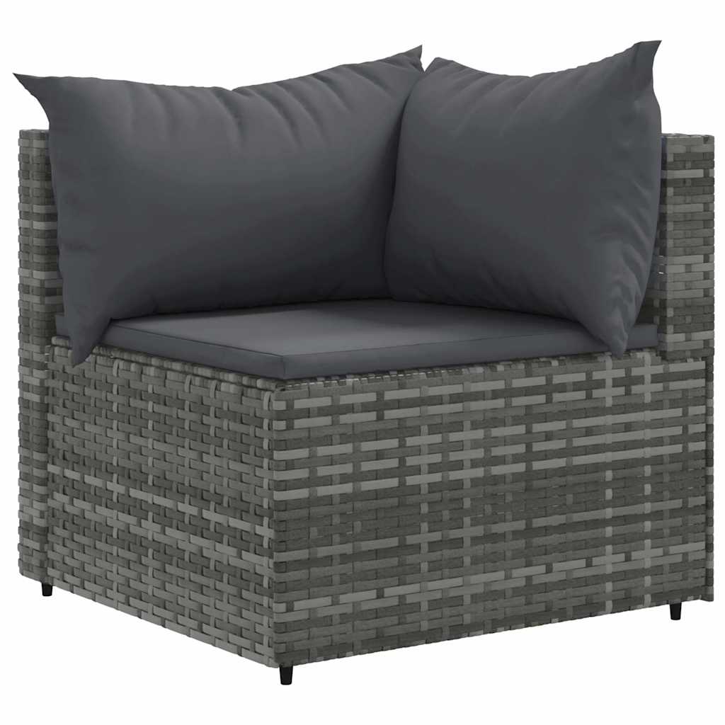 Set Divani Da Giardino 9 Pz Con Cuscini In Polyrattan Grigio - Image 3